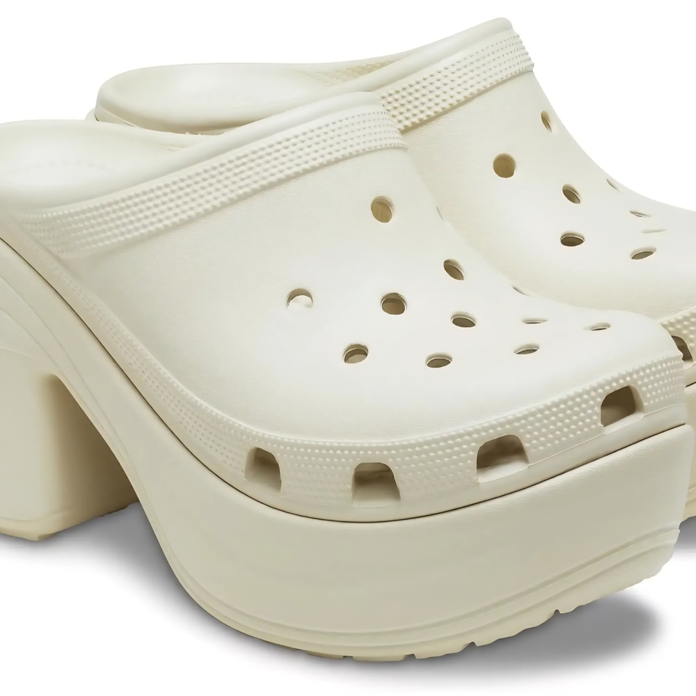 CROCS Women's Off-White Platform Mules